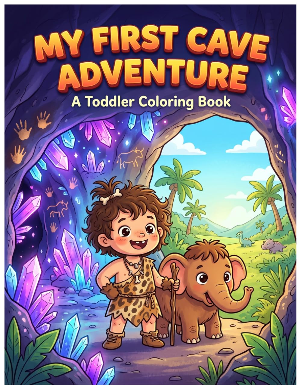 My First Cave Adventure: A Toddler Coloring Book with Cute Prehistoric Friends, Giant Crystals, and Simple Shapes for Kids Ages 2-4