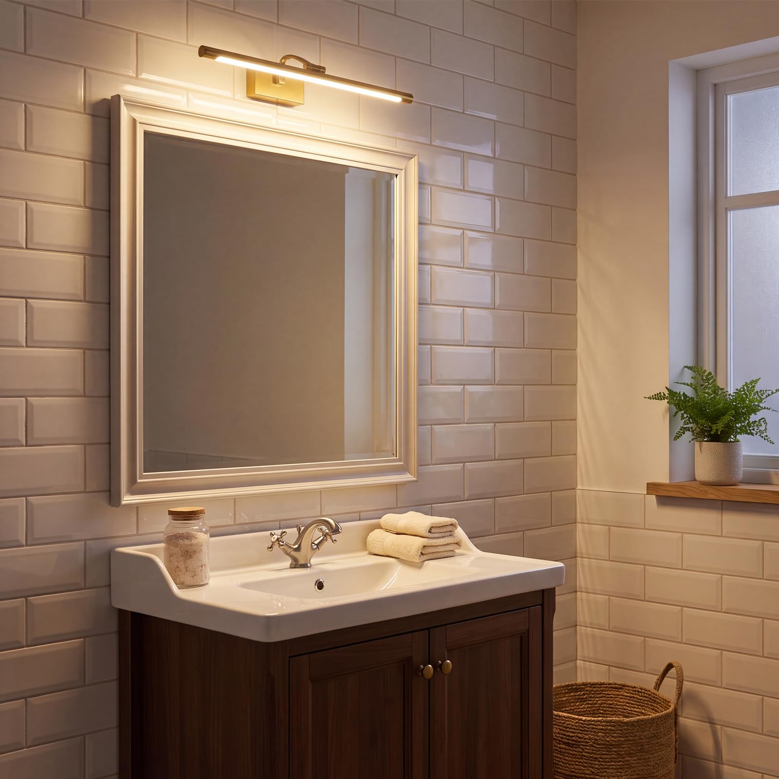LED Luce per Specchio da Bagno Lampada per Specchio da Bagno, 3 Temperature di Colore Applique da Parete sopra lo Specchio, 60cm 12W IP44 630 Lumen, Oro Moderna Illuminazione Specchio Parete Lampada