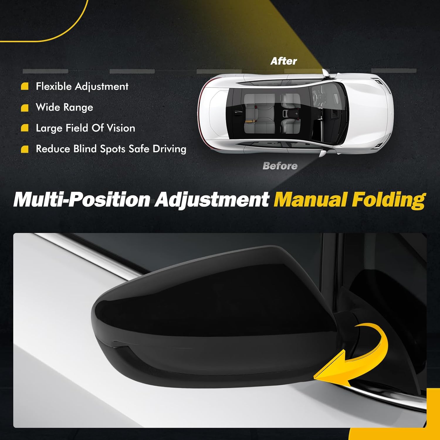 Side Mirror Compatible with Kia Forte 2017 2018 SX/S/EX/LX Rear View Mirror w/Heated/Manual Folding/Power Glass,Replace KI1321213(Right Passenger /5pins)