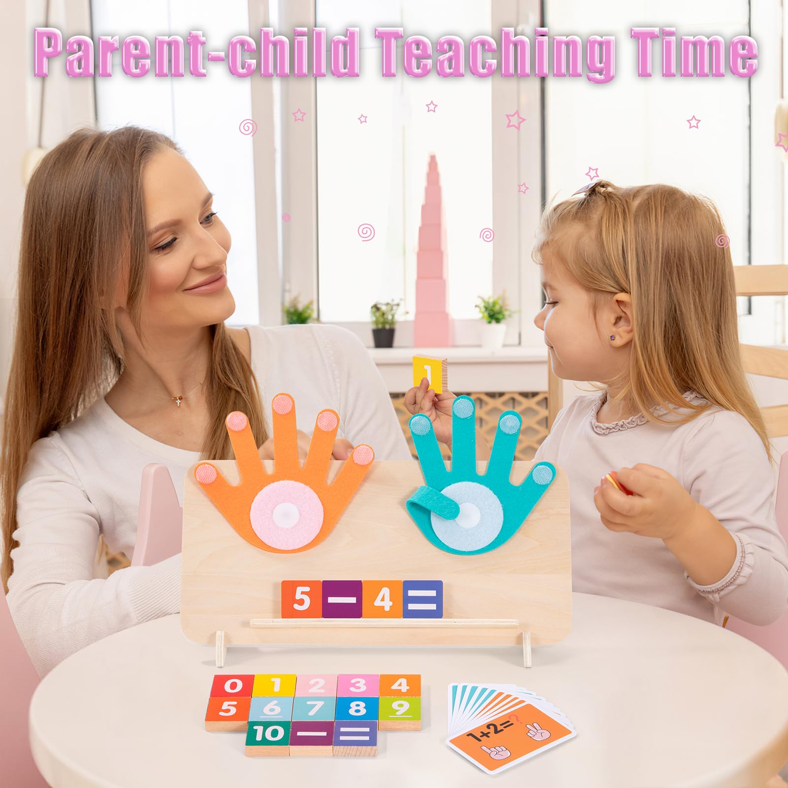Math Learning Toy Wooden Math Counting Toys Montessori Early Educational Toys Math Learning Tools for Kids Ages 3 4 5 6 Year Old - Image 3