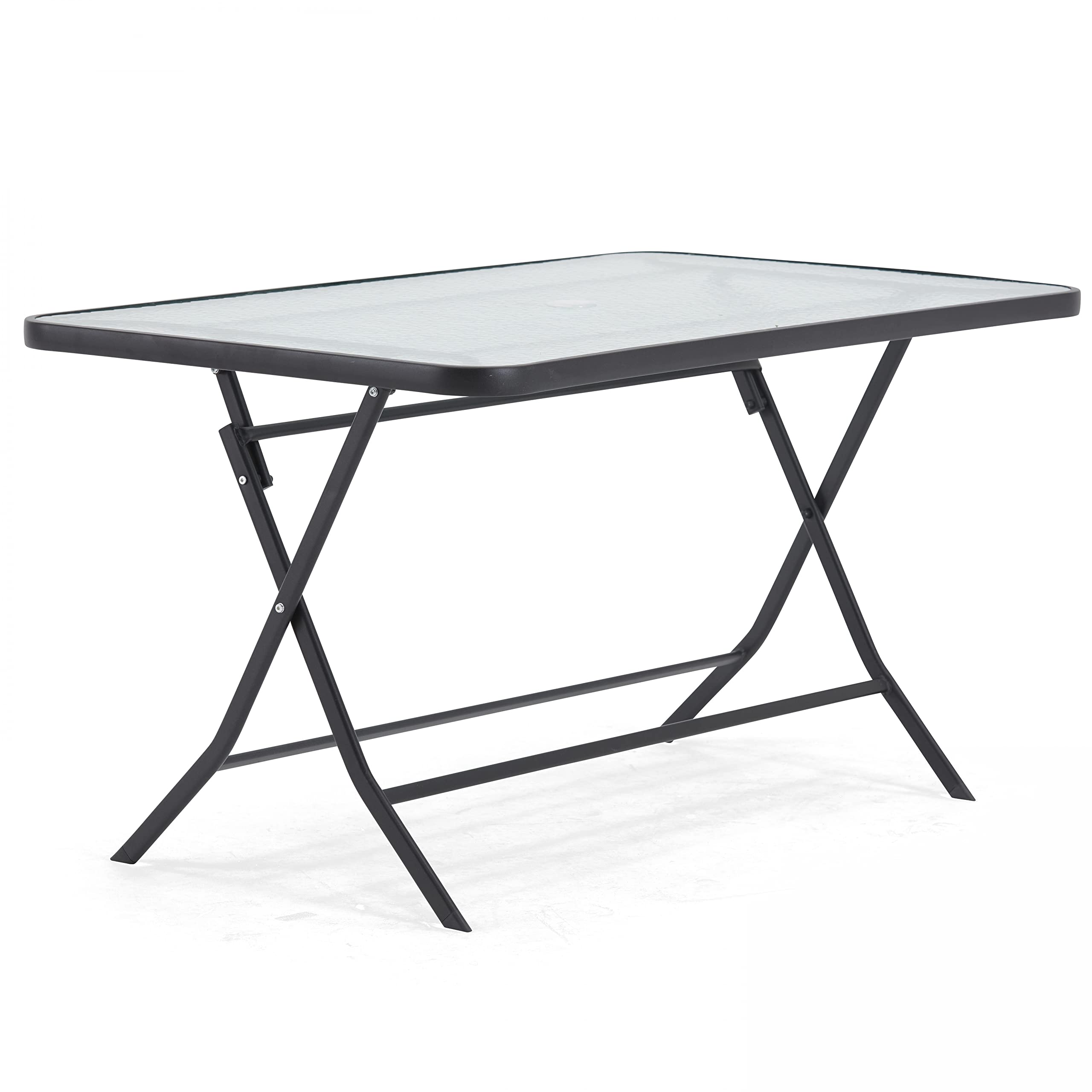 Oviala Table de Jardin et 4 chaises Pliantes en Acier et Verre Noir