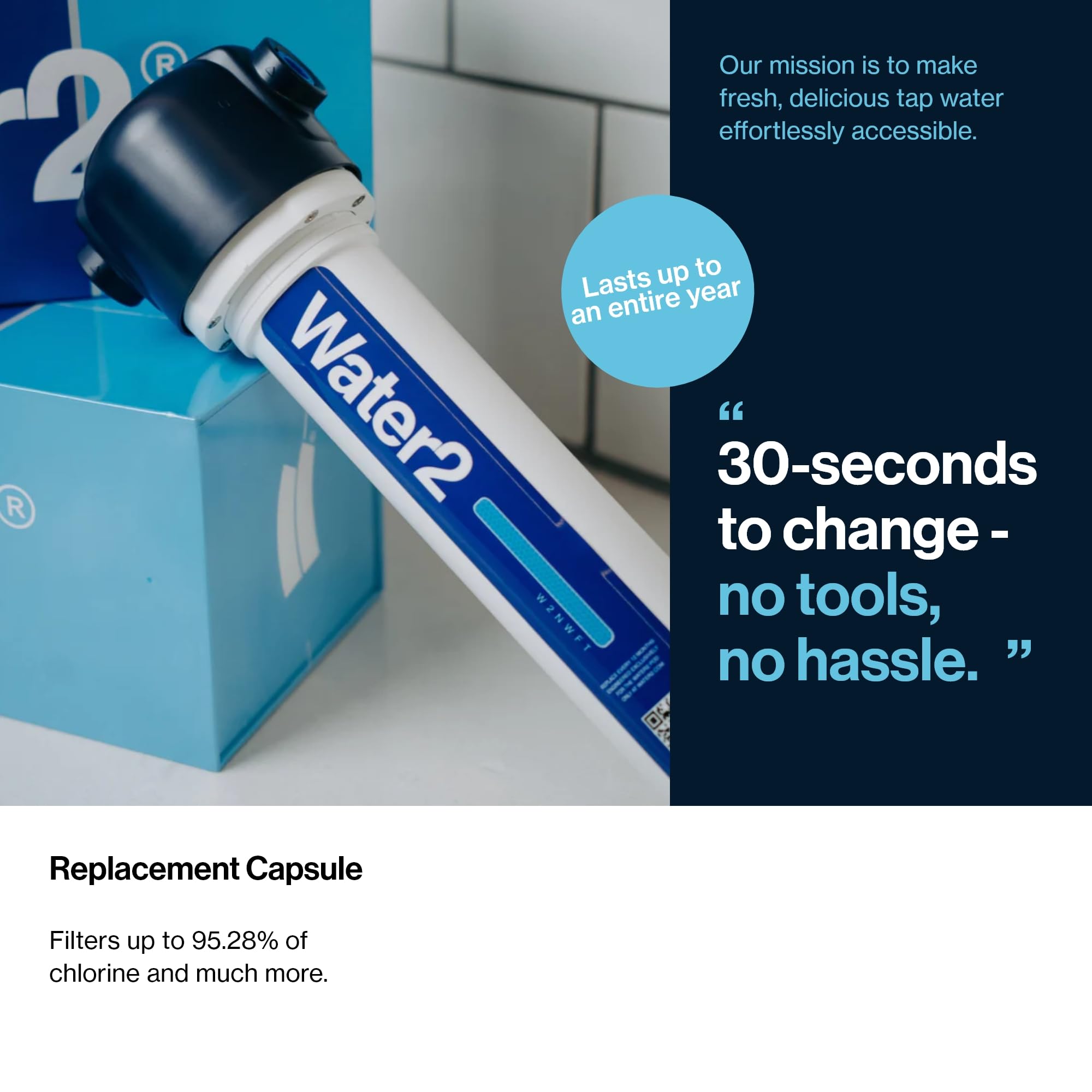 Water2 Pod 2.0 Capsule, High-Performance Replacement Filter, Reduces Contaminants for Filtered Better-Tasting Water - Image 2