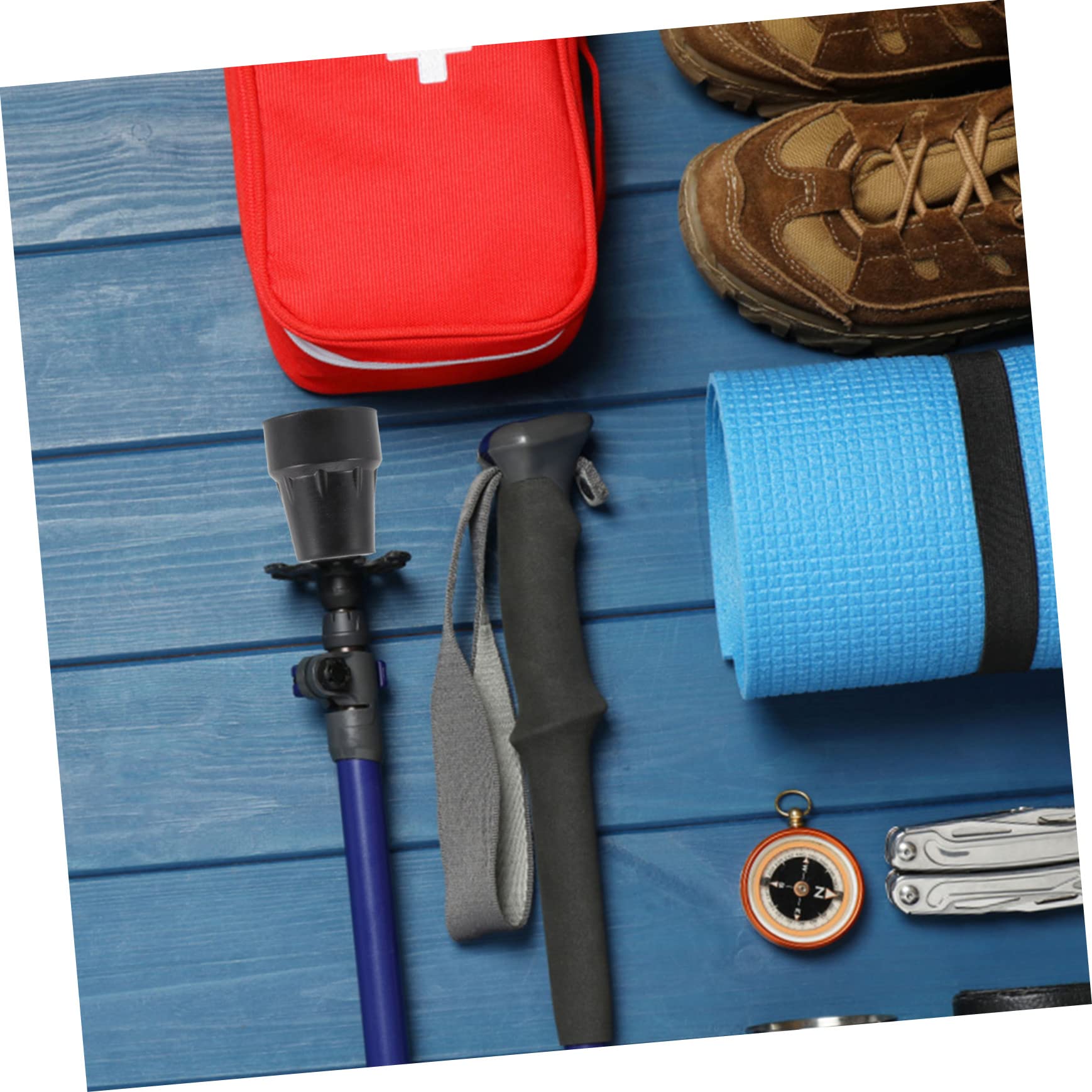 KOMBIUDA 3pcs Hiking Pole Walking Stick Cane Foot Pad Anti-Skid Crutch Tips for Outdoor Trekking