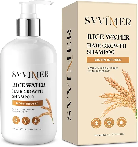 Svvimer Rice Water Hair Growth Shampoo - Thickening Shampoo with Biotin for Hair Loss and Thinning Hair