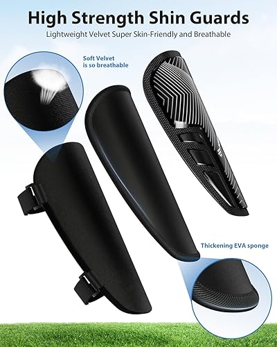 Miniatura 3 de Espinilleras de fútbol para niños y jóvenes, equipo de protección de espinilleras Airsfish certificado CE para niños de 2 a 18 años de edad, niñas y