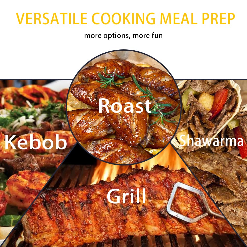 AUPLEX Countertop Vertical Rotisserie Oven Stainless Steel BBQ, Rotisserie Shawarma Machine, Kebob Machine Grill With 5 Skewers, Electric Rotisserie, US Plug, 110V (Silver)