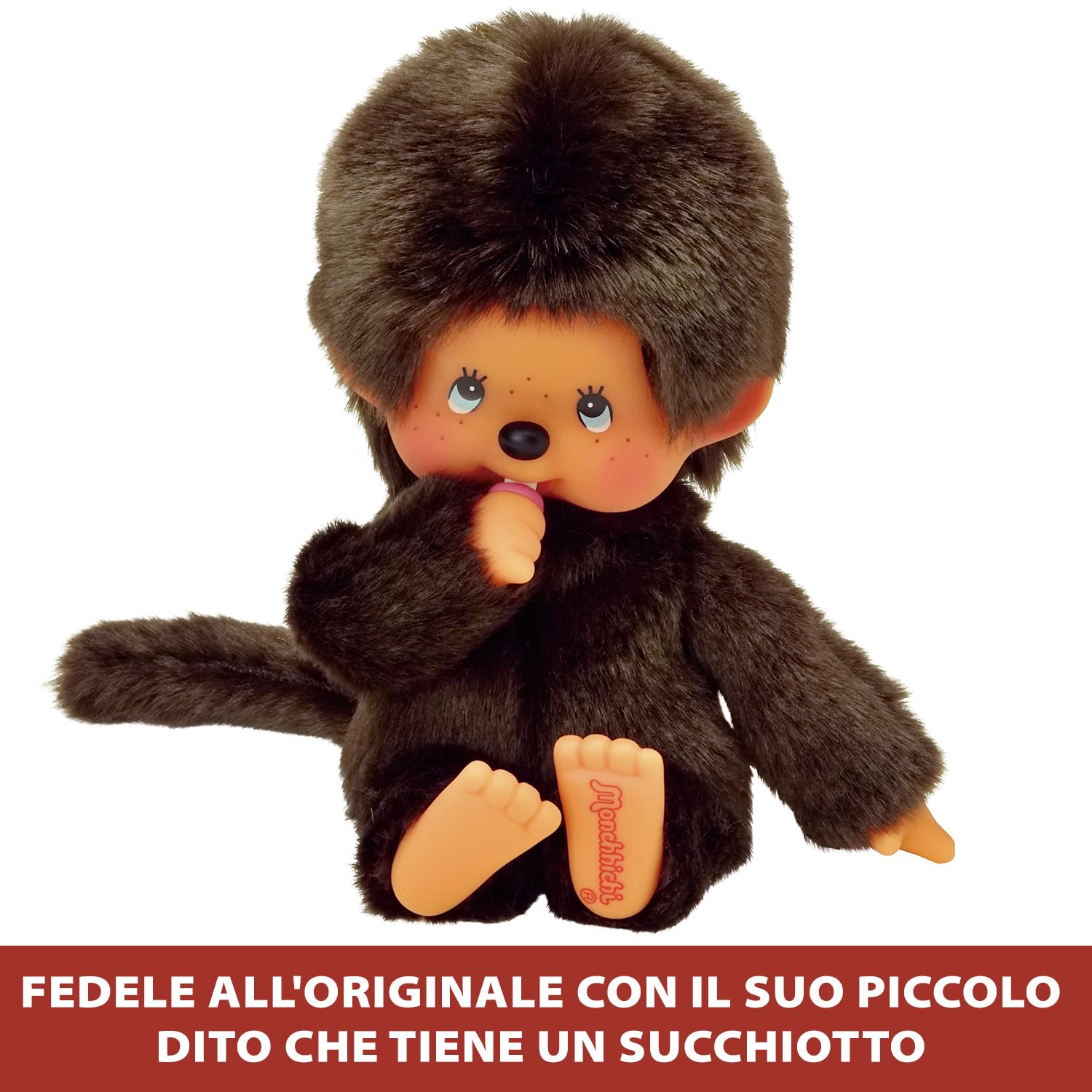 Monchhichi Bandai Peluche Originale - Peluche Scimmietta Iconica degli Anni '80 - Morbidissima peluche 20 cm per bambini, adulti - Giocattolo per Bambini dai 2 anni in su - 84637