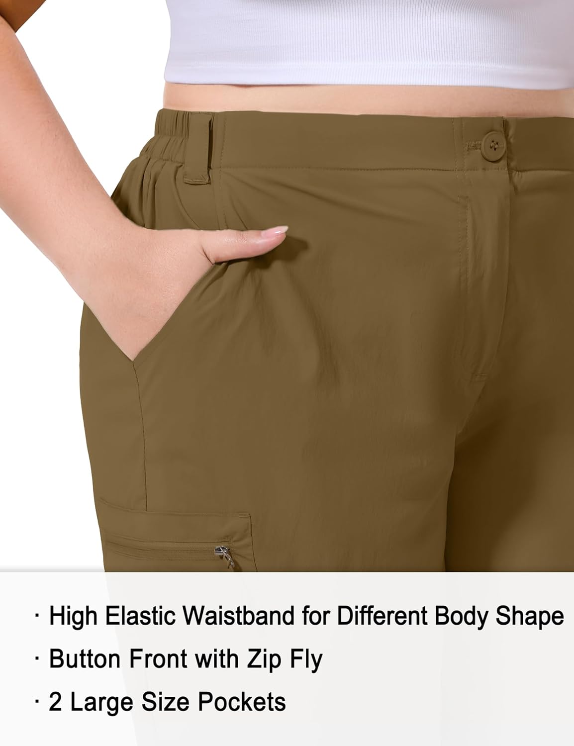 FOREYOND Women's Plus Size Golf Shorts Quick Dry 9'' Hiking Cargo Shorts Athletic Casual Summer Bermuda with Pockets - Image 4