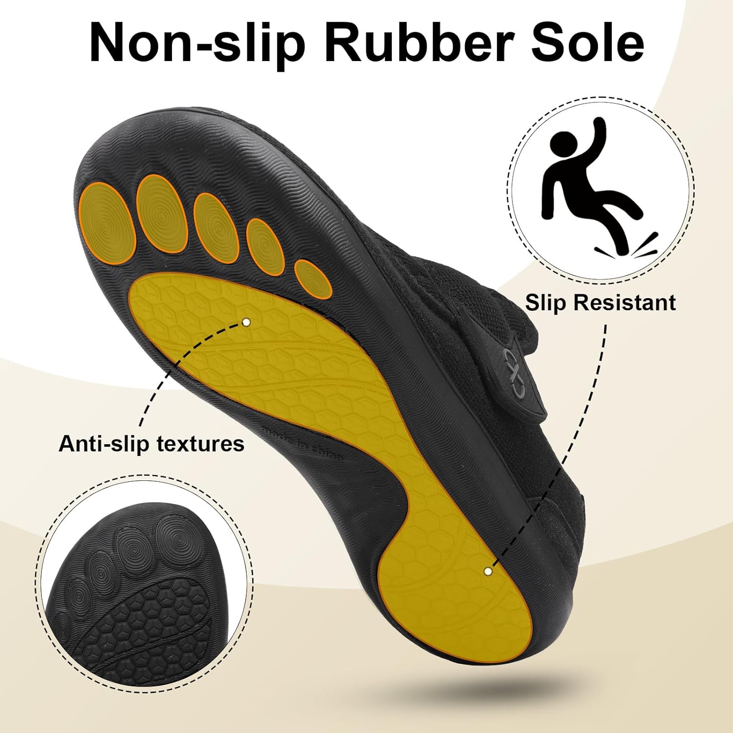 XIHALOOK Mens Slippers Wide Diabetic Shoes with Adjustable Strap for Diabetic Swollen Feet Outdoor Indoor Walking Shoes - Image 6