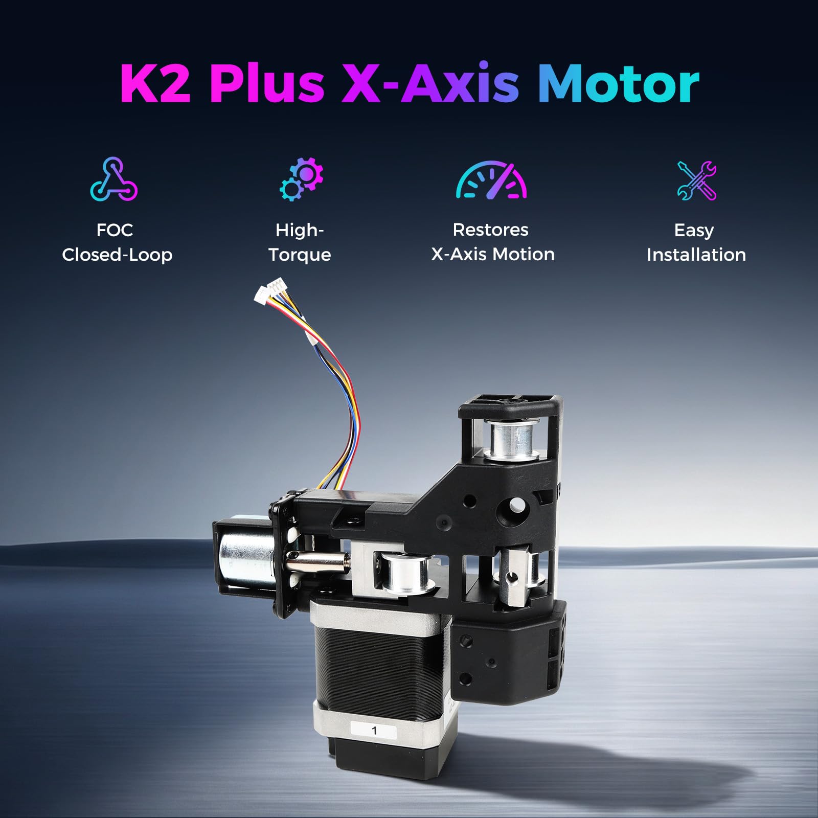 Creality Kit de motor original para el eje X del K2 Plus, motor paso a paso 42-48 original con tecnología de control FOC, motor de repuesto de alta precisión para el eje X de la impresora 3D Creality
