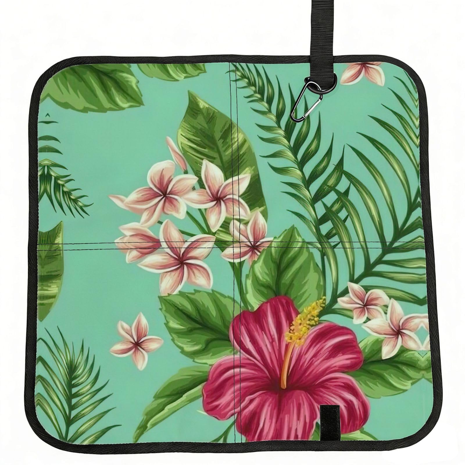YGLHBDPBF Hawaiian Tropical Leaves Flowers Print Camping seat cushion,Foldable Sitting Pads,Save Backpack Space for Hiking