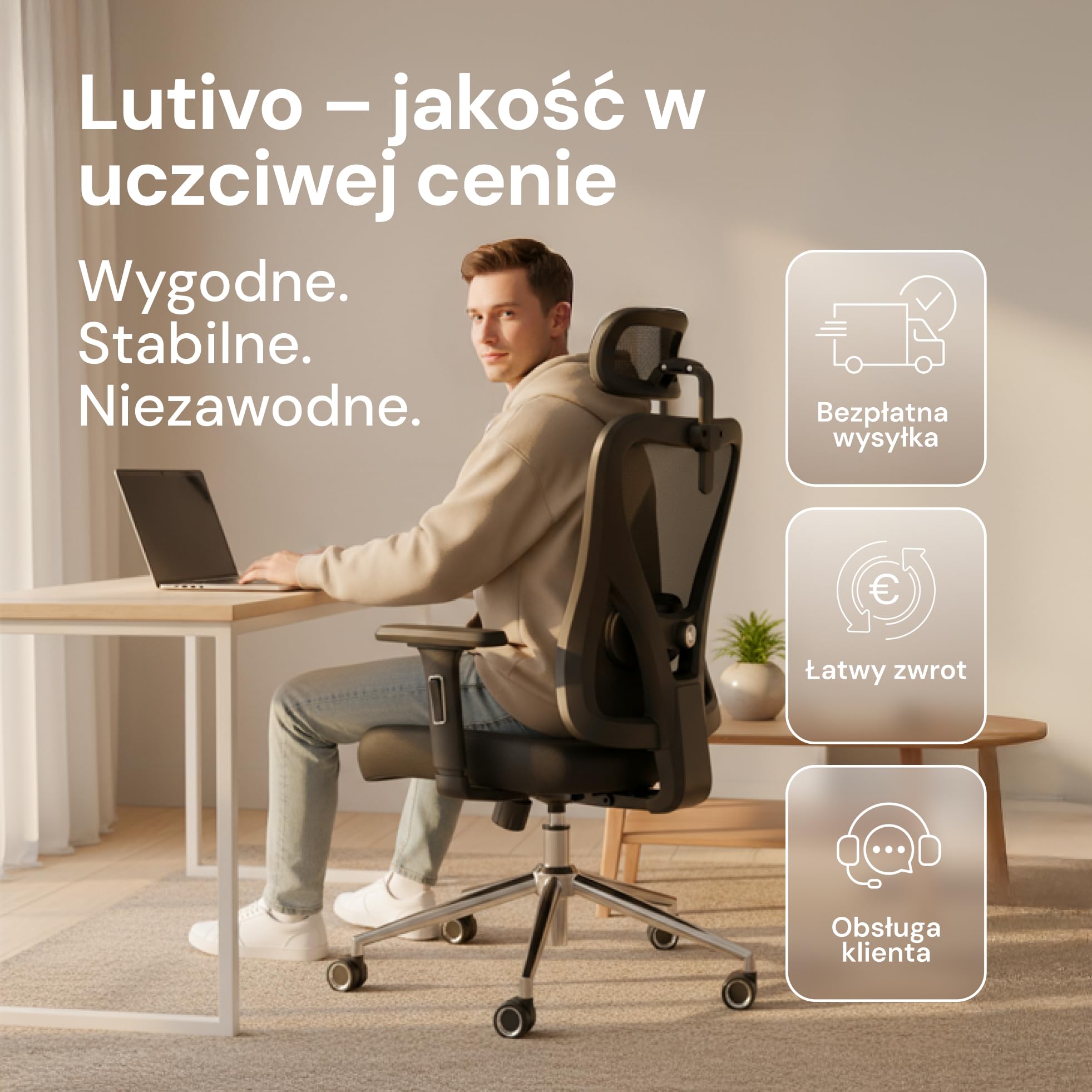 Alpha Ergonomiczne krzesło biurowe [ORIGINAL] Krzesła biurowe | 11 komfortowymi ustawieniami | Fotel i krzesło do biurka do domu | Krzesło biurowe i fotele ergonomiczne do 150kg