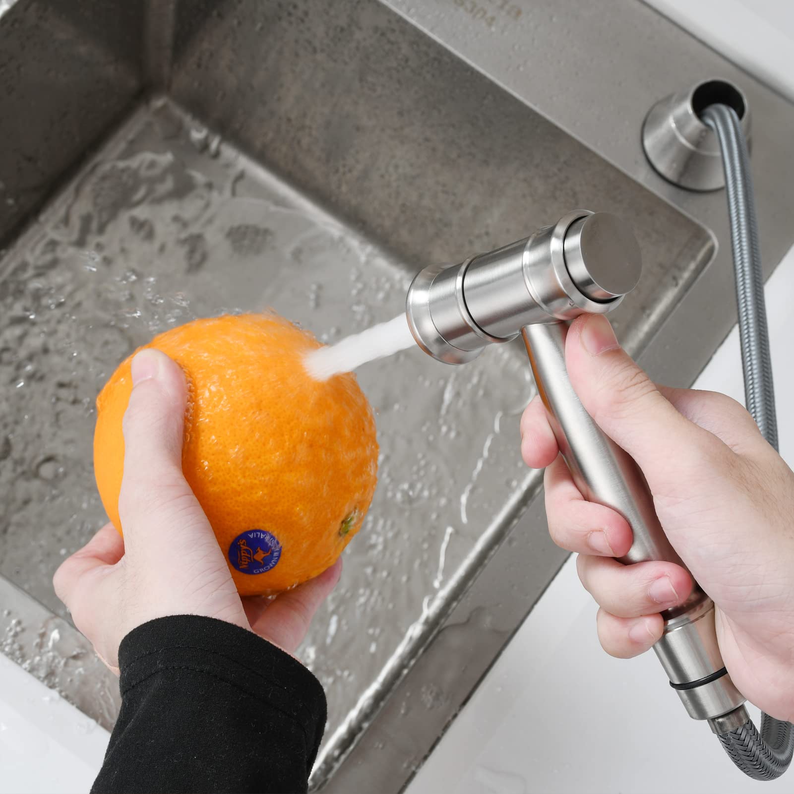 Tecmolog Brausekopf Küchenarmatur Edelstahl 2 Strahlarten Geschirrbrause Ersatzkopf für Küche, Gebürstetes Nickel, WS030AF