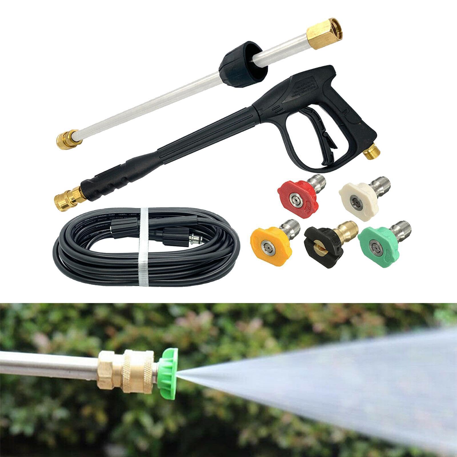 Tubo flessibile di prolunga di,Tubo flessibile da 9 m,45 cm | accessori per idropulitrice con prolunga di pressione e 5 ugelli bonus. La ad acqua è dotata di attacco filettato M22-14 da