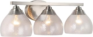 Ariella 3-Light Vanity Light in Pewter with Hammered Clear Glass