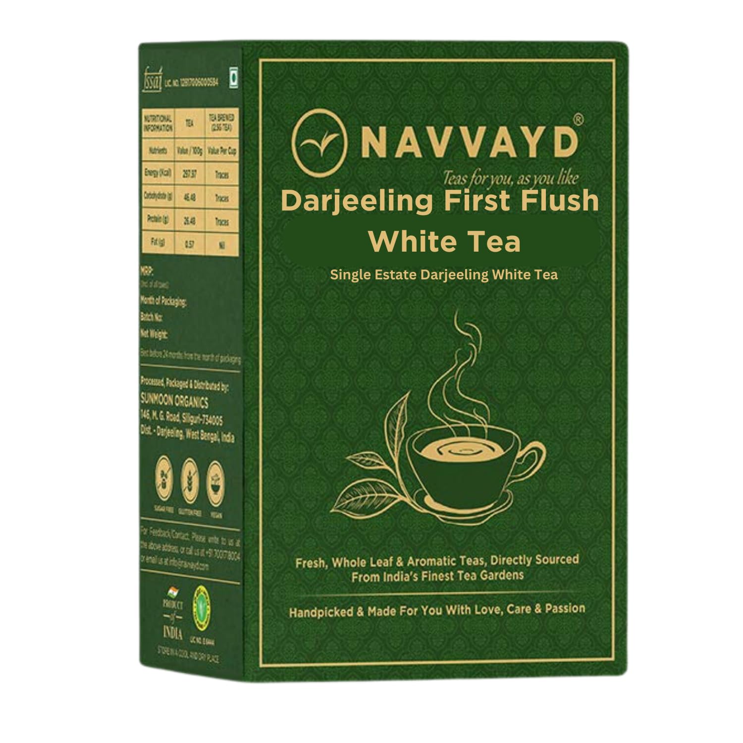 Navvayd Darjeeling First Flush Flavorful White Tea (100 Gm, 50 Cups