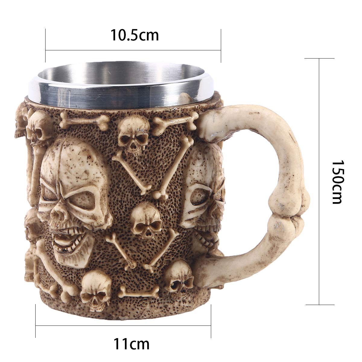 Tazza da caffè con Teschio in Metallo con Manico Boccale da Birra con Teschio per Uomo Regalo per la Festa del papà