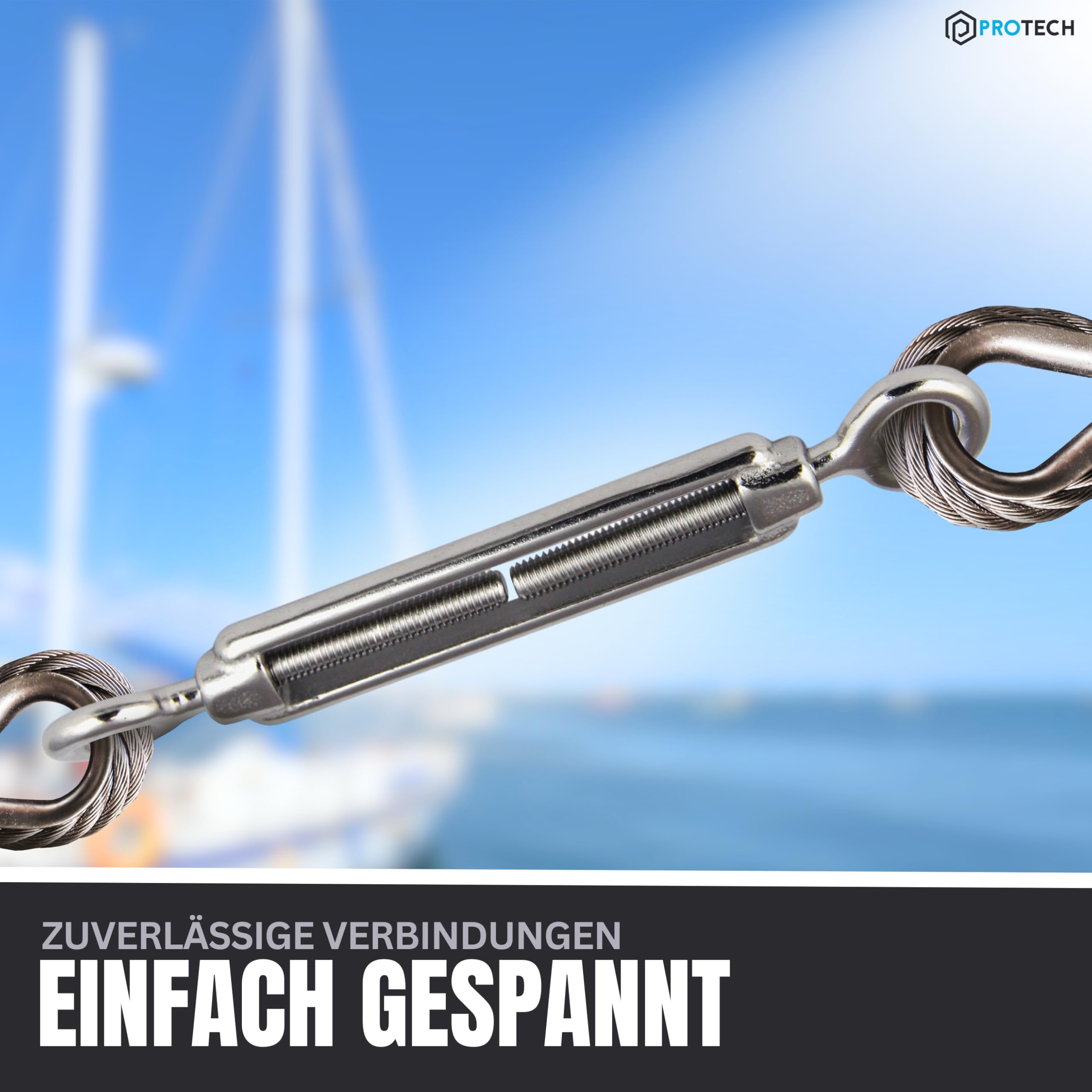 PROTECH 10 Stück Drahtspanner M12 Öse und Öse Edelstahl V4A Seilspanner Auge und Auge Spannhaken Spannschloss Spannschraube Spanner Drahtseil