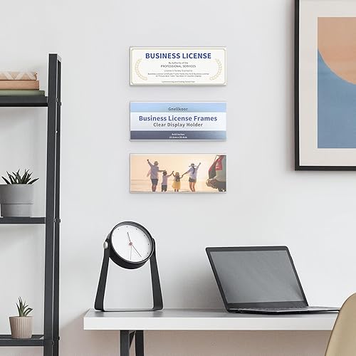 Miniatura 7 de Marco de licencia comercial, 2 marcos de licencia de negocios de acrílico de 4 x 10 pulgadas para pared, soporte para certificado profesional para