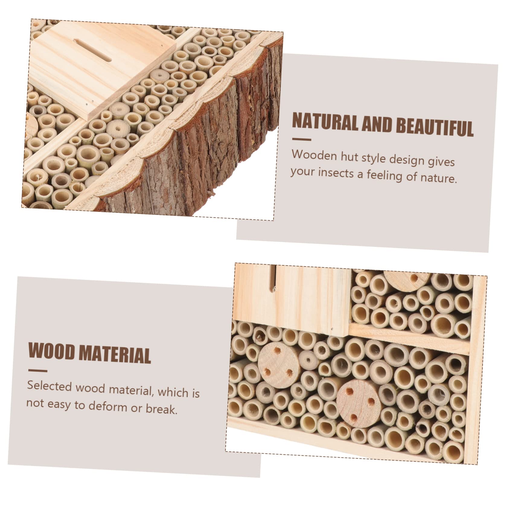 ibasenice Holz Insektenhotel für Wildbienen Praktische Garten Dekoration Naturholz Nistkasten für Insekten Kreatives Gartenaccessoire für Ökologische