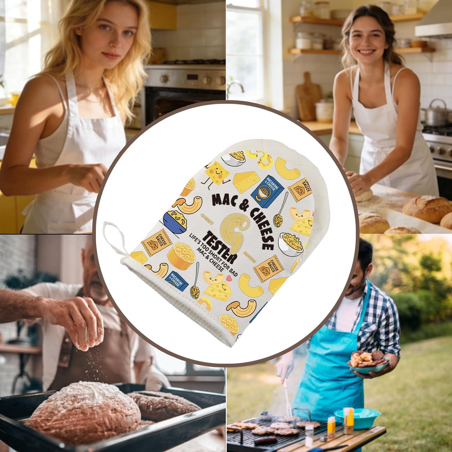 WCGXKO Mac & Cheese Oven Glove Macaroni and Cheese Gift Food Themed Short Oven Mitt (MAC C G)