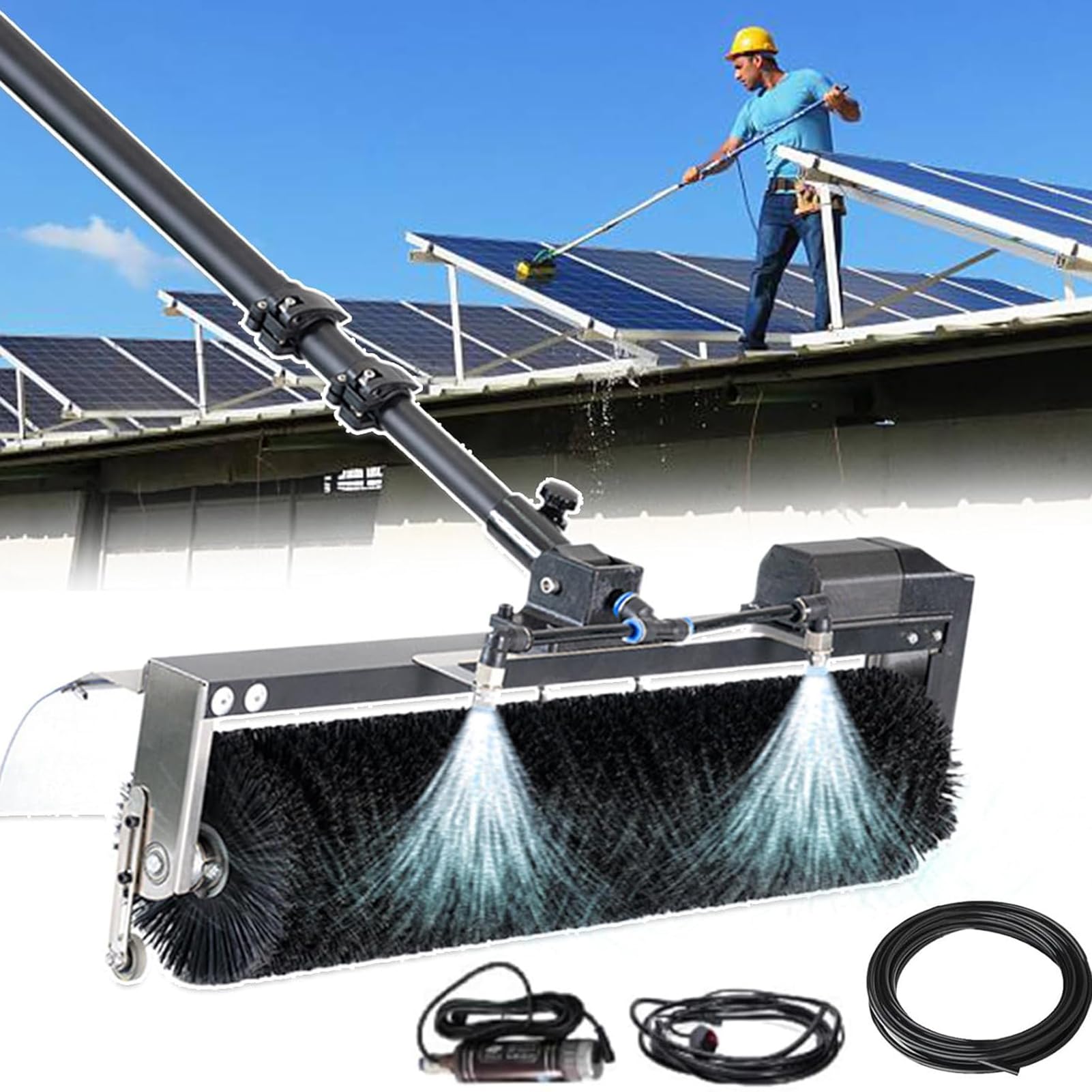 Cepillo Eléctrico para Limpieza Fotovoltaica, Robot Solar con Rotación 360° para Esquinas, Tecnología Dual Seco/Húmedo, Rendimiento Estable En Temperaturas Extremas