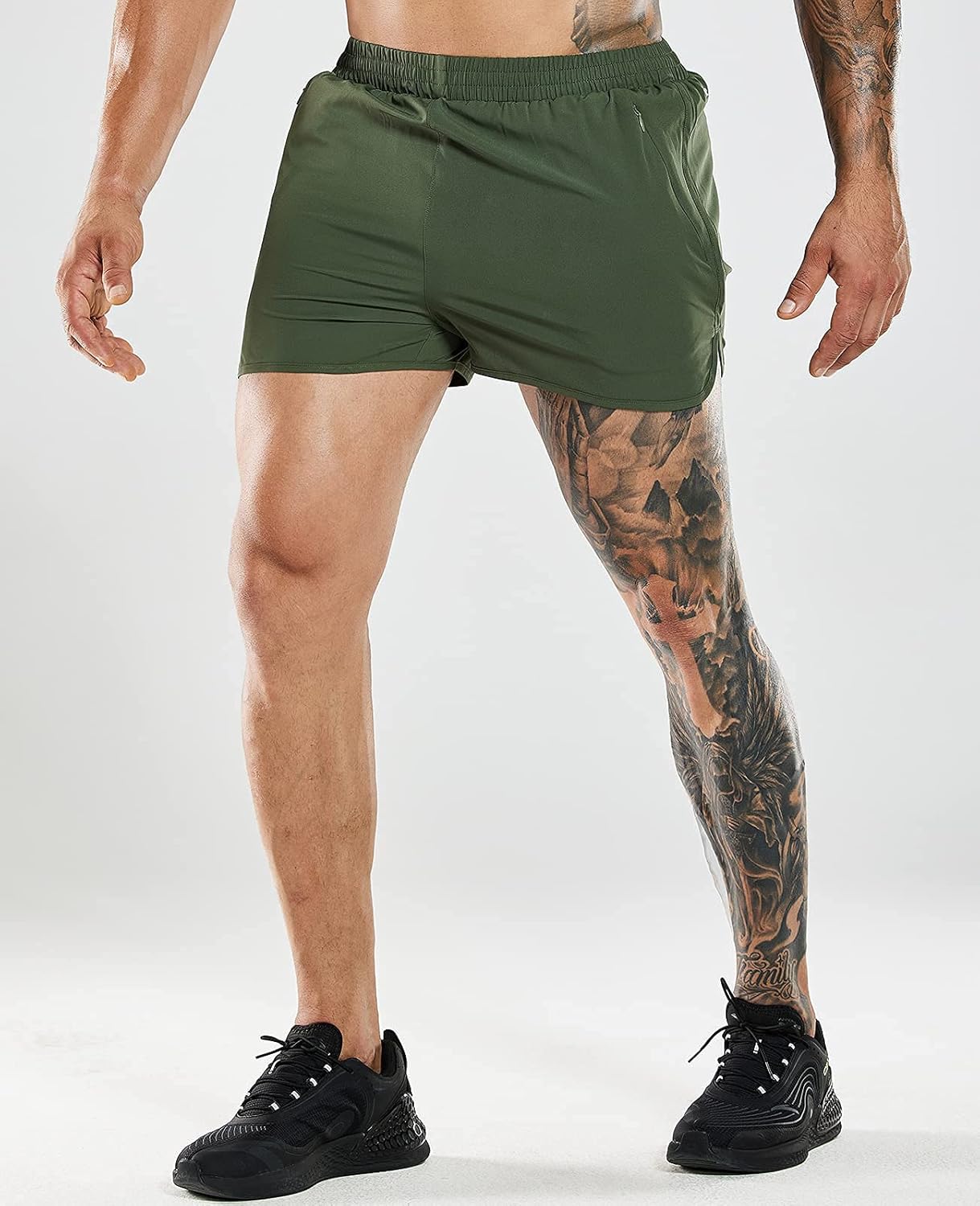 MIER Men's 3 Inches Quick Dry Running Shorts Liner Lightweight Water Resistant Athletic Workout Activewear Zip Pockets : Clothing, Shoes & Jewelry