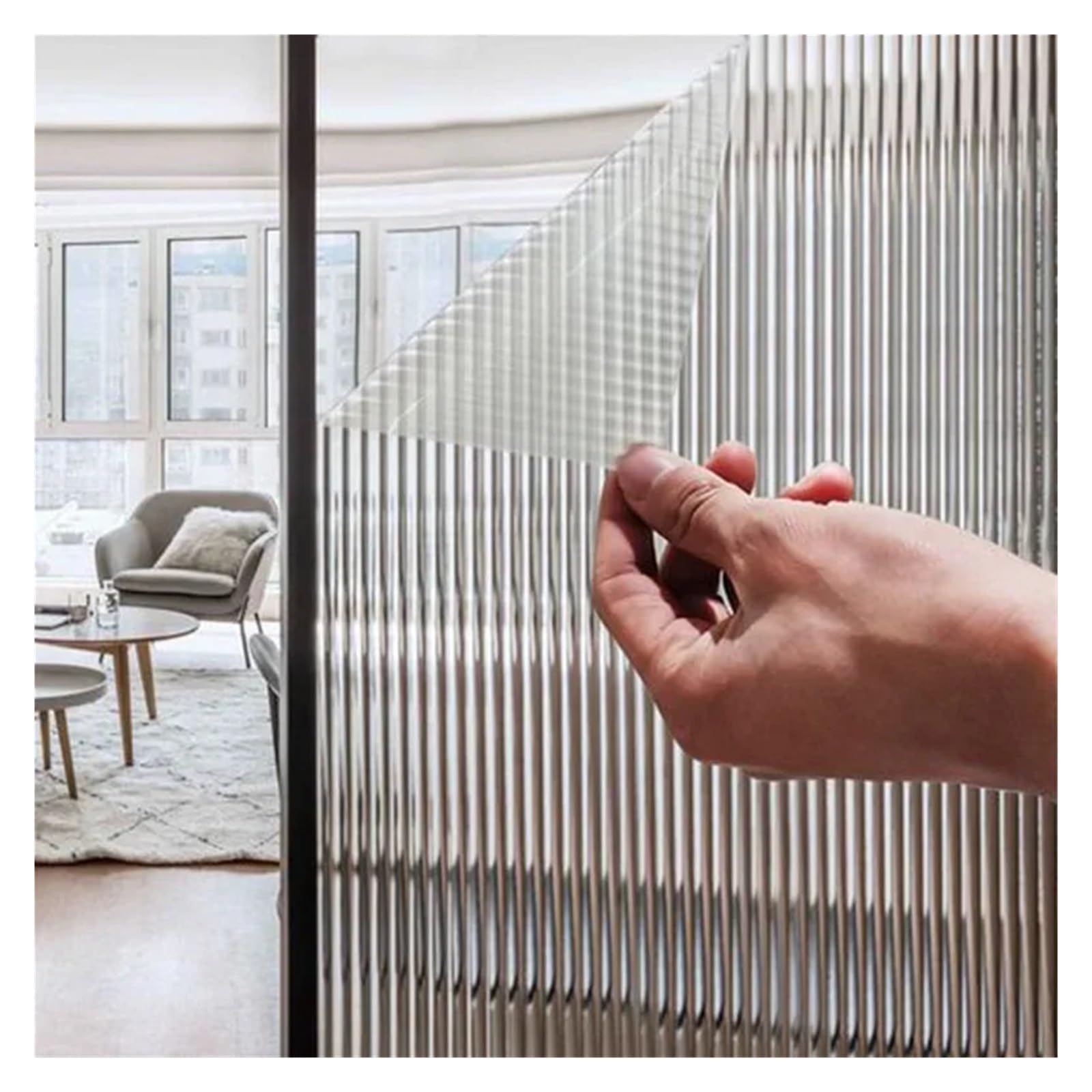 Window Privacy Film Glass Window Film, Privacy Frosted 3D Decorative Decals Non Adhesive Bathroom Living Room(45x300cm)