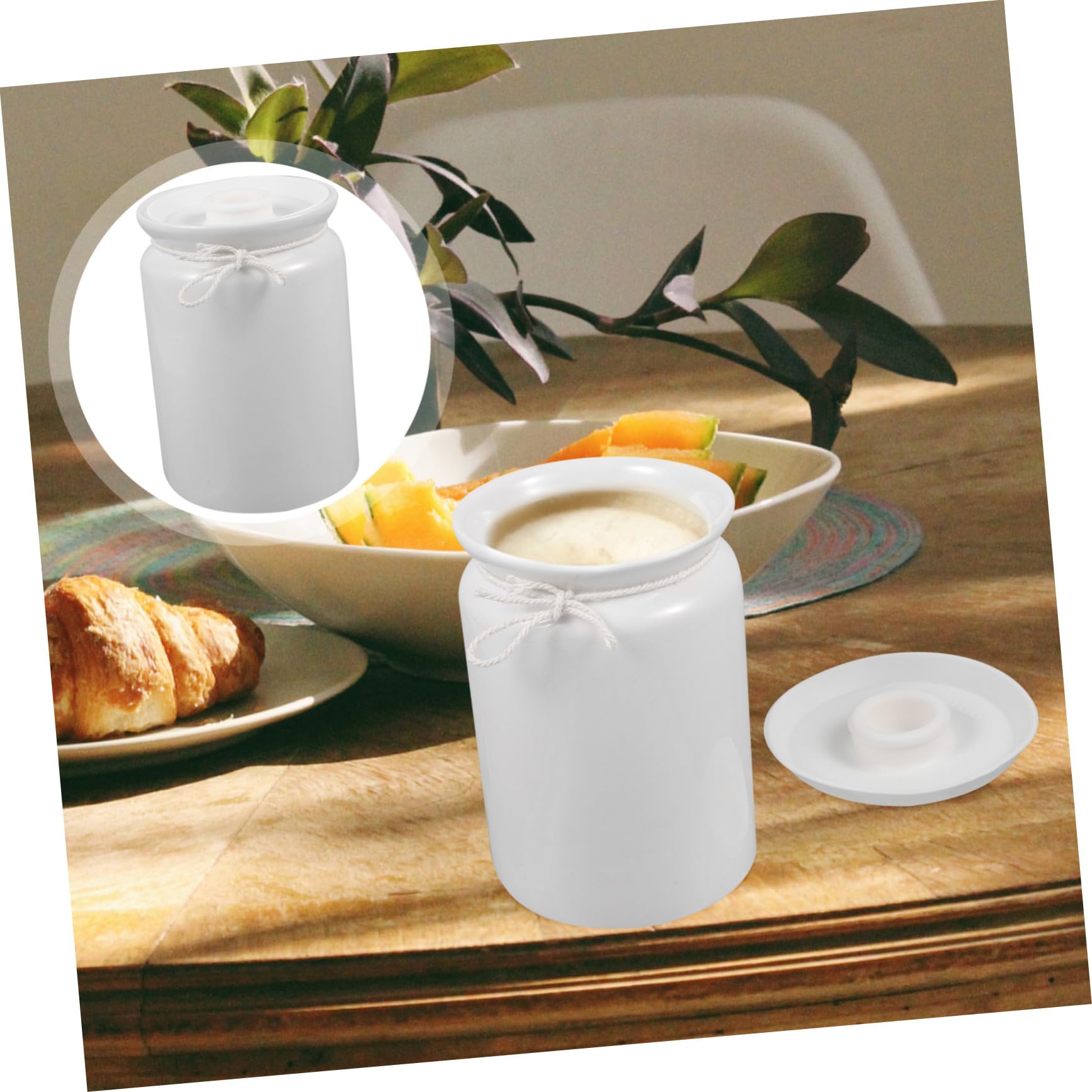 Tarro de Cerámica Blanco de 800ml Tapa de Silicona | Azúcar y Café en Restaurante u Hotel, Cierre Eficaz, Fácil de Limpiar, Uso Versátil