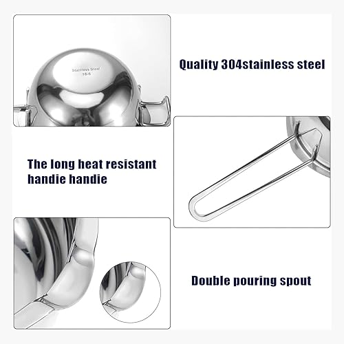Miniatura 3 de Juego de ollas de doble caldera de 33.8 fl oz de acero inoxidable para hacer chocolate, velas y dulces (34 onzas)