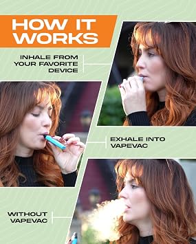 VapeVac (Registered AMZ Brand) Pocket-Sized Personal Air Filter for Discreet Output Reduction | Minimizes Odor, Keeps Air Fresh | Not an Emission Device 500+ Uses (Black)