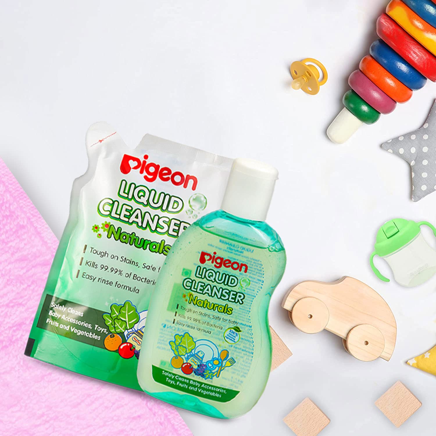 Pigeon Liquid Cleanser Naturals Bottle and Refill Combo 400ml Japan's No.1 Brand | Baby Bottle Cleaning Liquid | Dish Washing Liquid for Feeding Accessories, Fruits & Vegetables 4