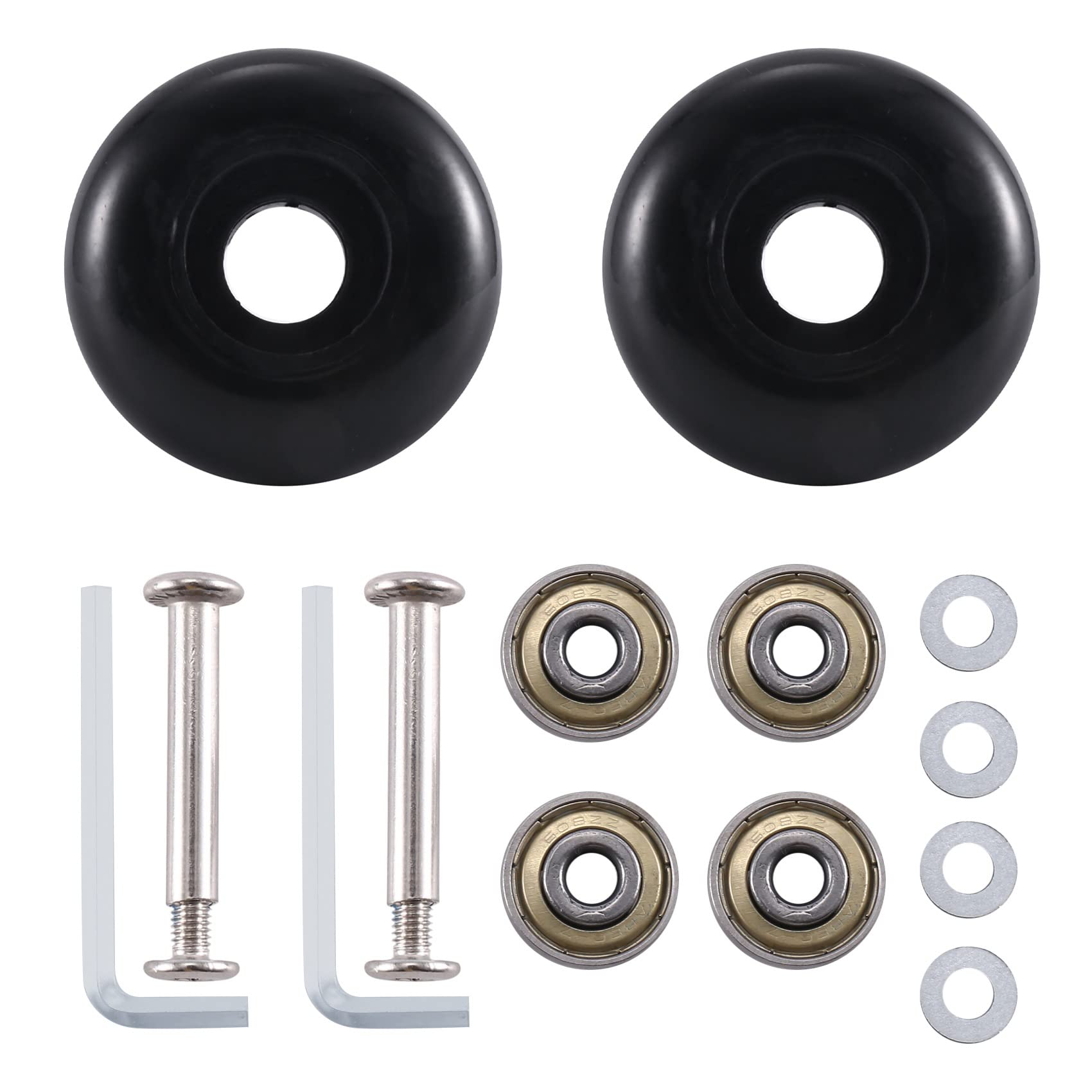Wisyurt 50 X 22 Mm Set of 2 Luggage Suitcase Replacement Wheels, PU Swivel Caster Wheels Carbon Steel Bearings Repair Kits