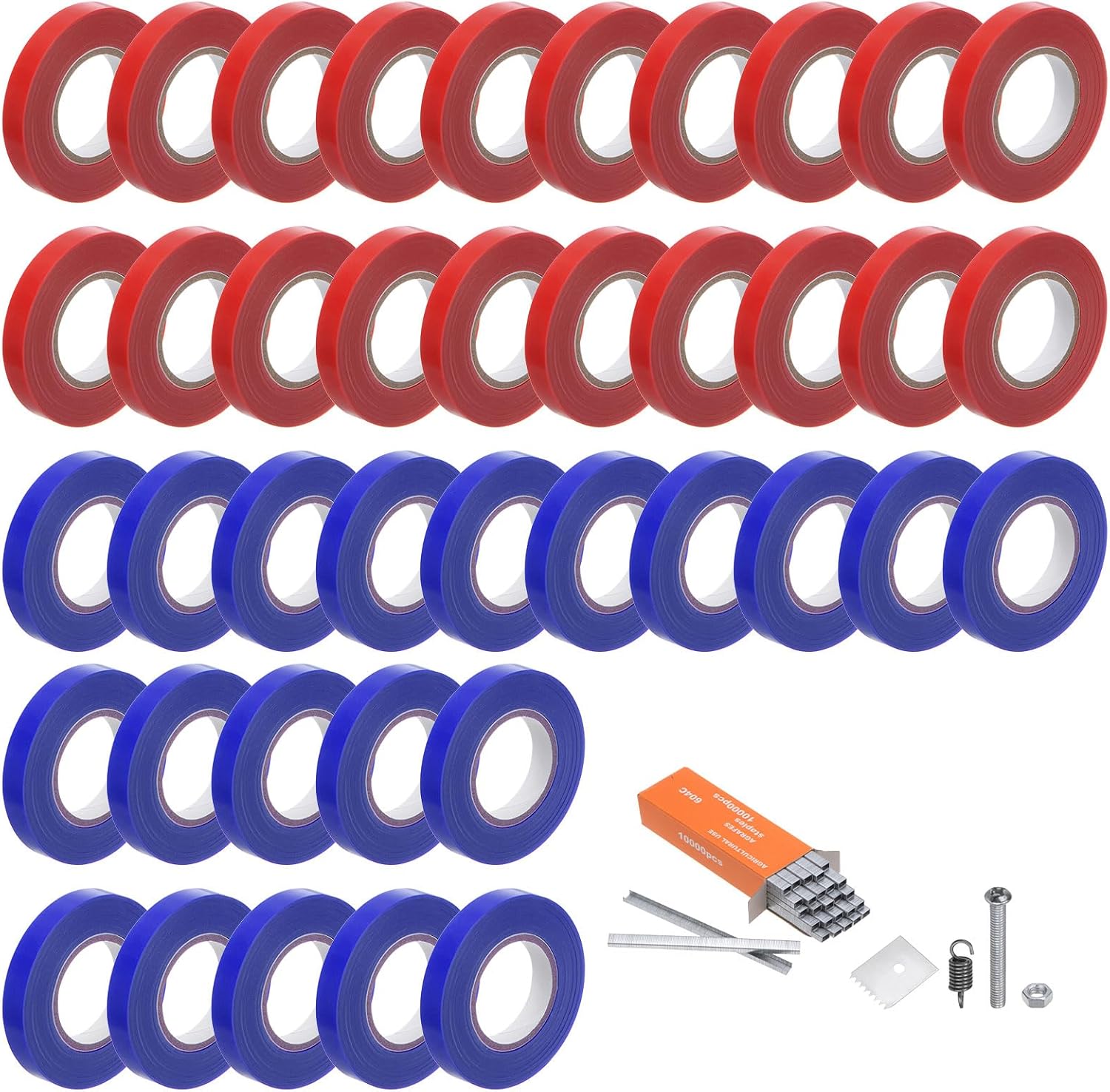 HARFINGTON Plant Tying Machine Tape 40 Rolls 0.47inch Thickened Vine Tying Machine with Staples Blade Accessories for Climbing Plants Vegetable Tomatoes Grapes