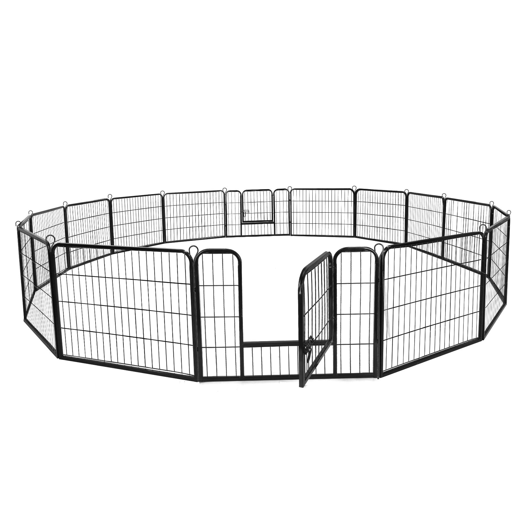 ZENSTYLE 24” Tall Foldable Heavy Duty Metal Pet Playpen 16 Panels Dog Puppy Cat Exercise Fence Barrier Kennel for Outdoor & Indoor