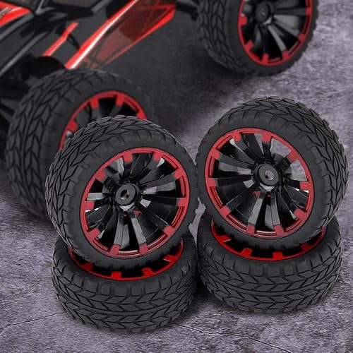 Miniatura 5 de Dilwe Neumáticos de coche RC, 4 piezas de neumáticos de goma para carreras todoterreno para RC 110 pieza de automóvil (patrón de grano)