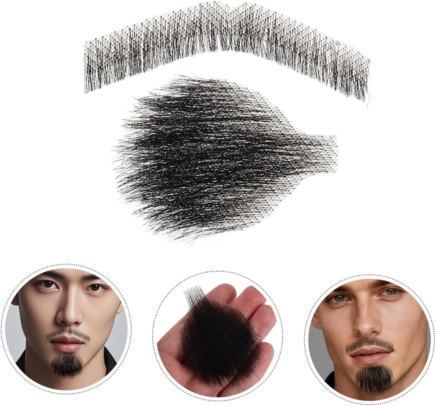 Fake Beard Real Hair Black Costume Facial Hair for Halloween