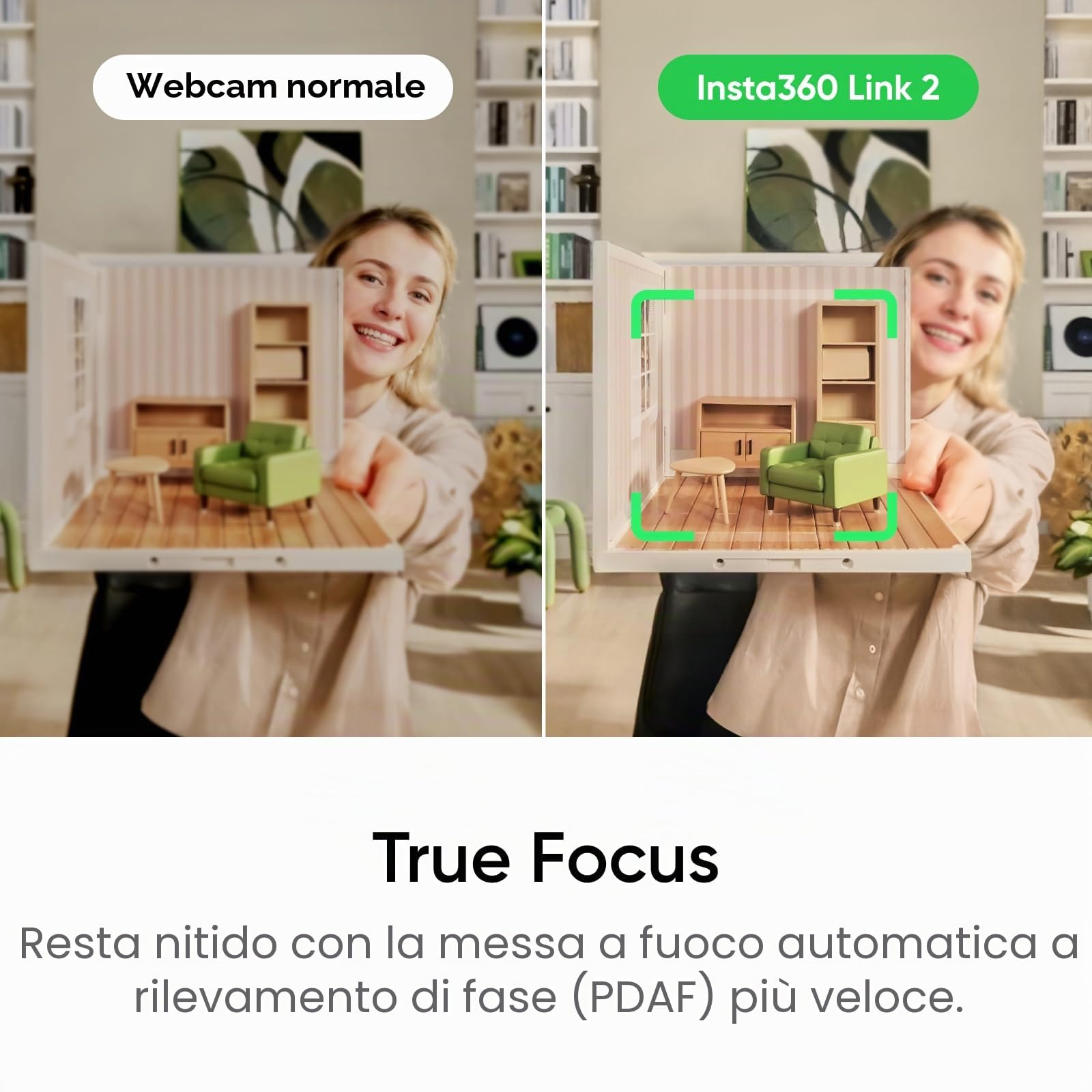 Insta360 Link 2 Standard Bundle - Webcam 4K per PC/Mac, sensore 1/2", monitoraggio IA, HDR, microfono AI senza rumore, controllo gestuale per streaming e videochiamate, compatibile