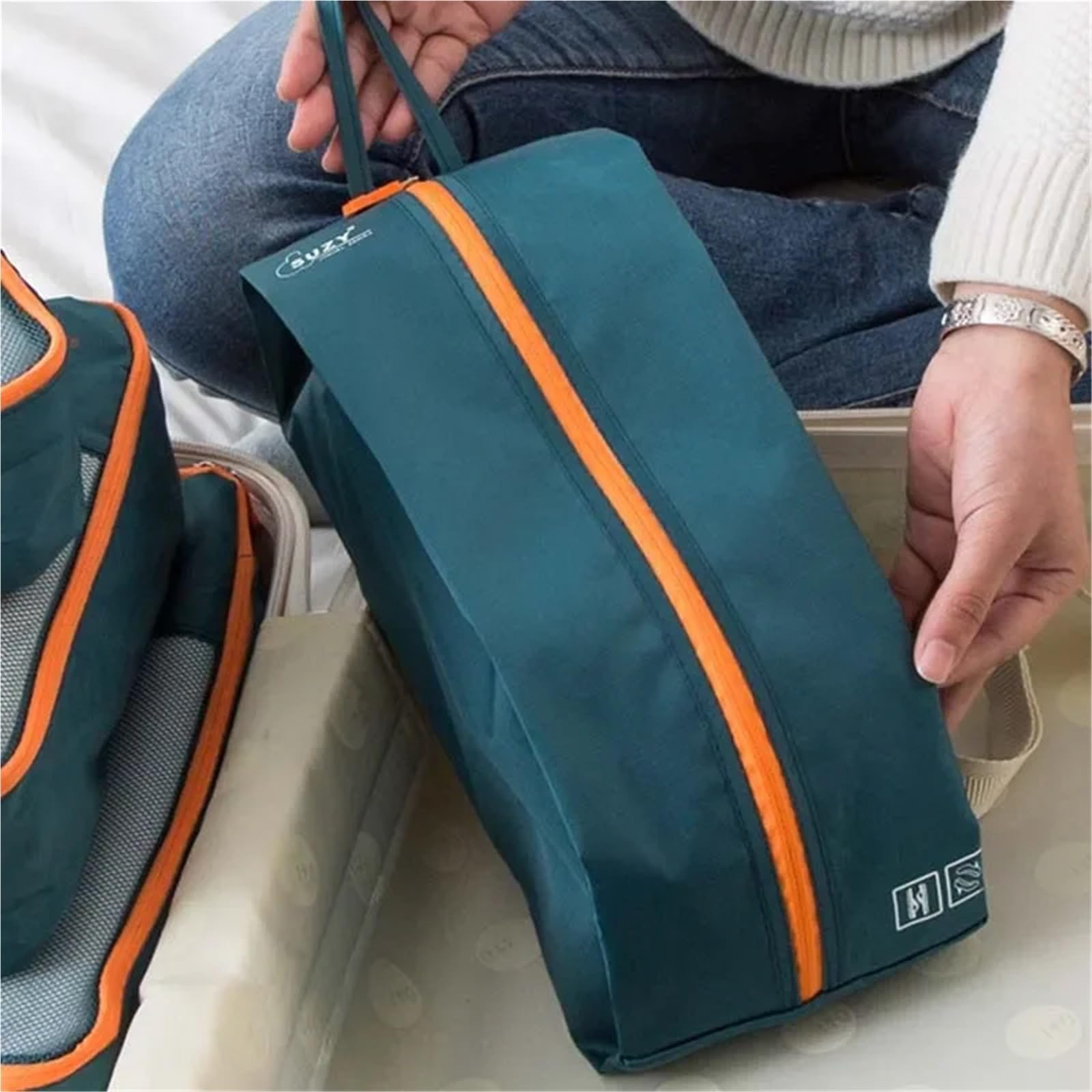 Reise Organizer 6 Stück/7 Stück/1 Stück Reiseaufbewahrungstaschen, Wasserdichter Reise-Organizer, Tragbarer Gepäck-Organizer, Kleidung, Schuhe, Ordentlicher Beutel, Verpackungsset(7Pcs-Gray-A)