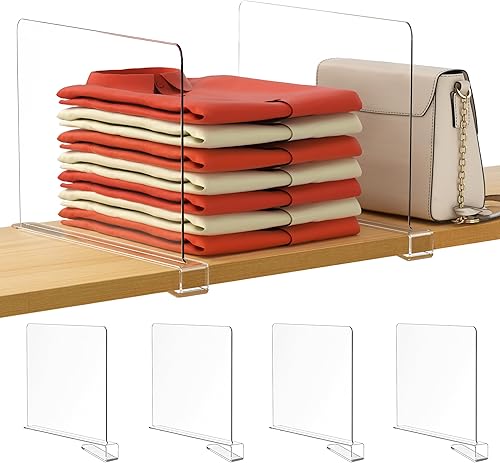 Miniatura 23 de HBlife Paquete de 6 separadores de estantes grises, organizador vertical de bolso para armario, perfecto para suéteres, camisas, bolsos