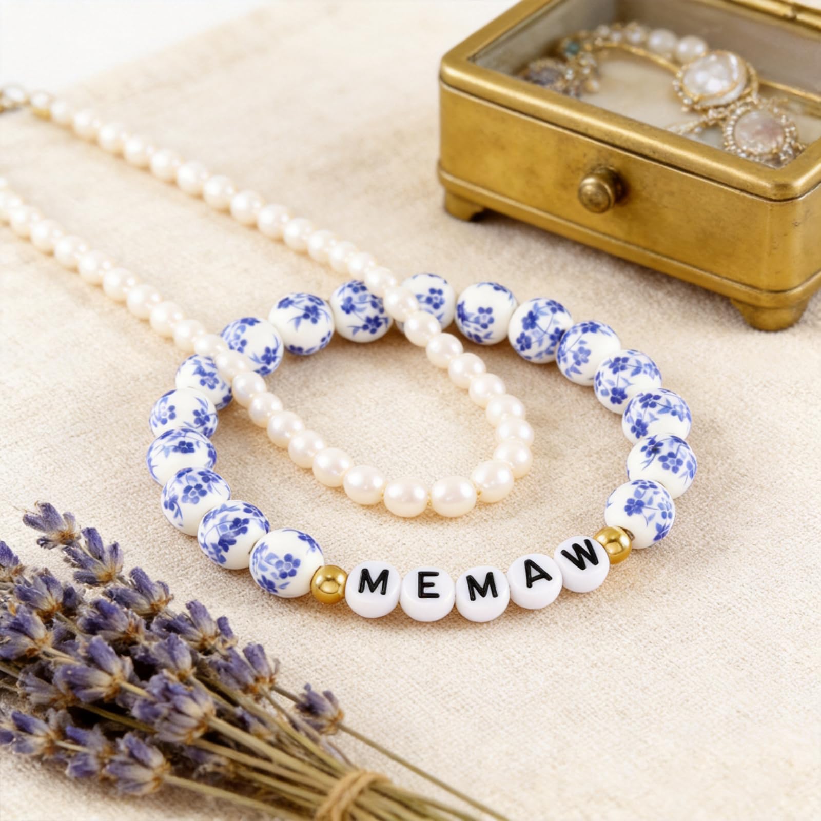 Memaw Gifts from Grandkids Grandchildren for Birthday Beaded Jewelry Best Memaw Bracelet