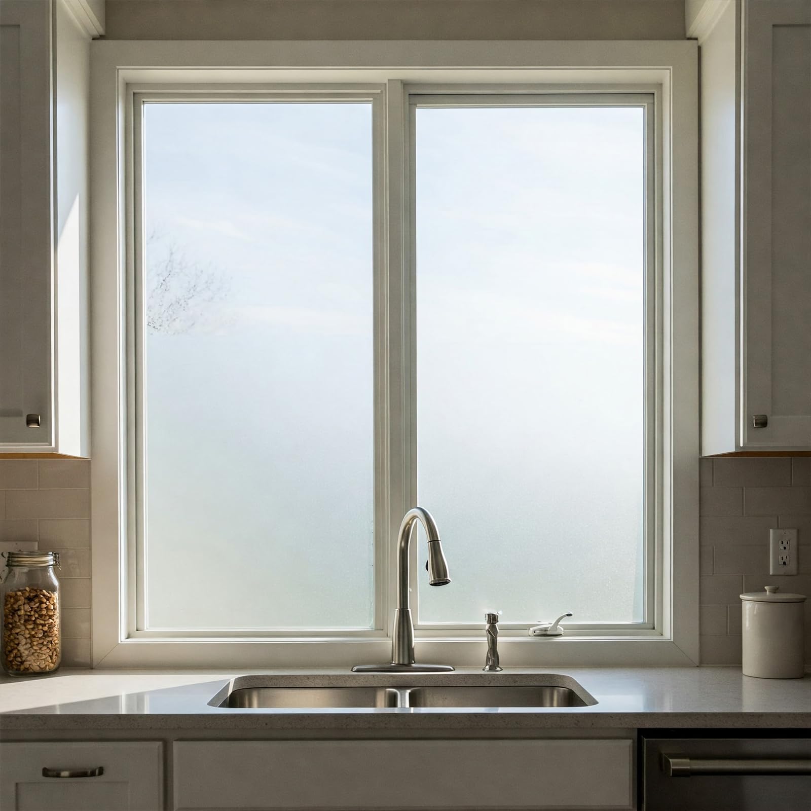 DecoMeister Pellicola per Vetri Finestre Privacy 76x1000 cm - Pellicola Adesiva per Vetri Interno ed Esterno - Adesivo per Finestre Bagno e Ufficio con Protezione UV - Effetto Satinato