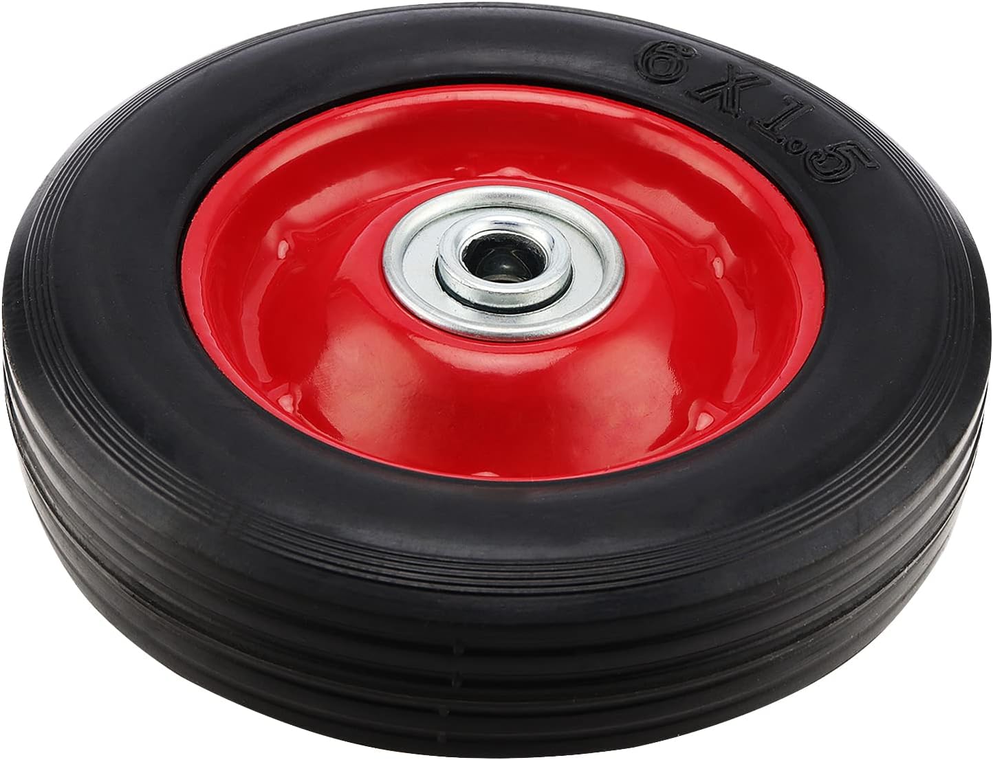 MOUYAT 4 Pack 6 Inch Solid Rubber Replacement Tires, Flat Free Hand Truck Wheel with 5/8 Inch Axle Size, Heavy Duty Solid Rubber Wheels for Hand Truck, Dolly, Wheelbarrows