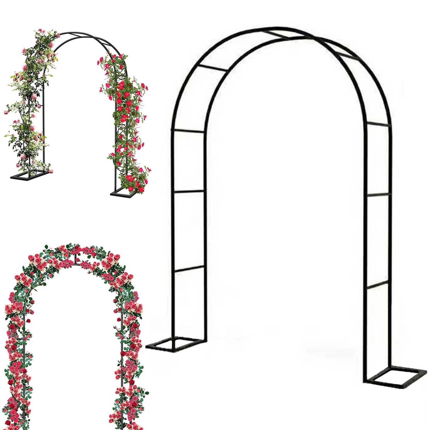 Arche de jardin en métal noire de 240x220 cm parfaite pour sublimer vos fêtes en extérieur