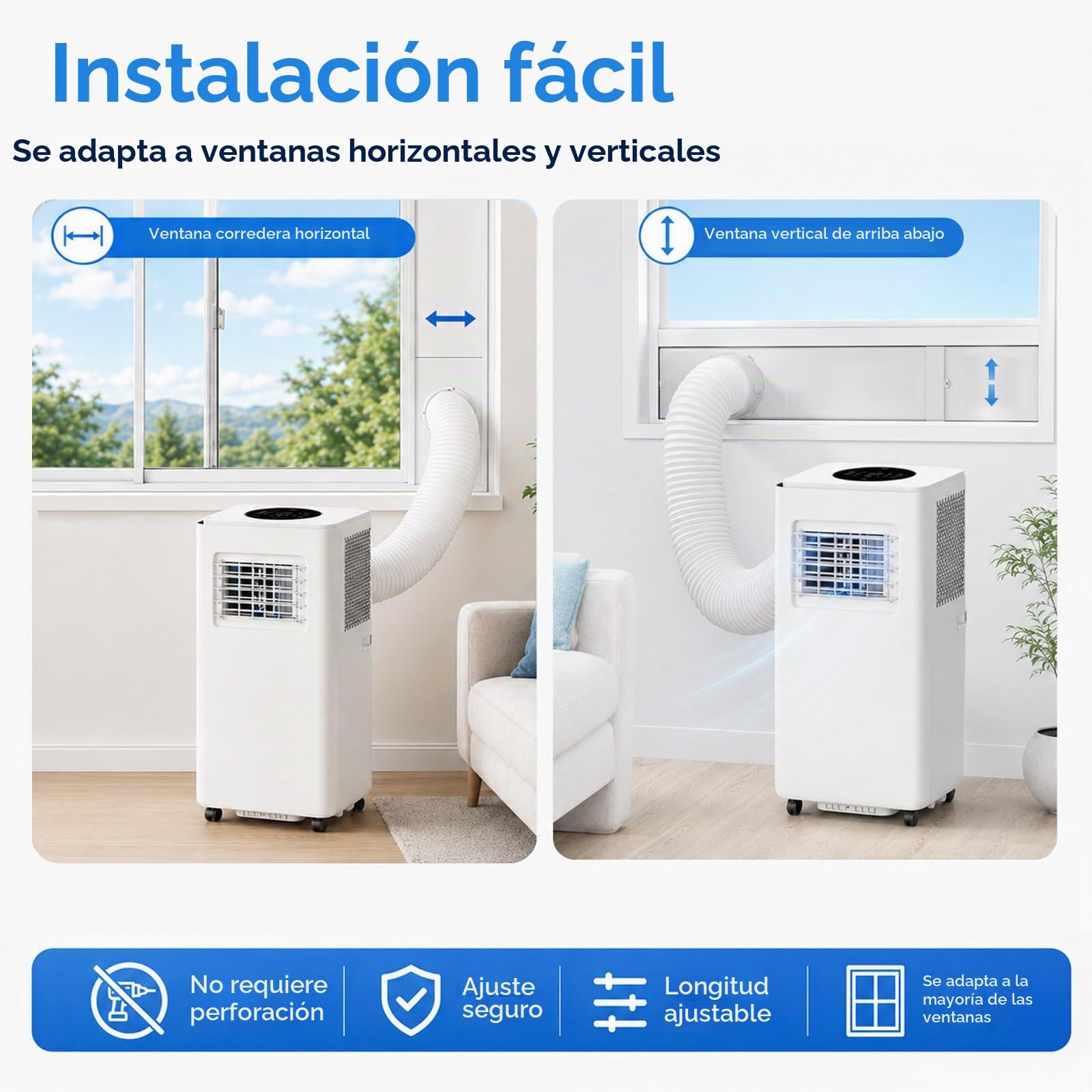 Pingüino Aire Acondicionado Portátil 4 en 1 | 13000 BTU | Climatizador y Deshumidificador, Modo Sleep, Mando a Distancia | Incluye it de Ventana 4000W