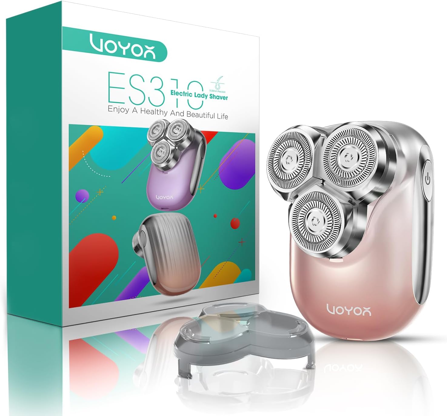 VOYOR Electric Razors for Women 3D Floating Blade Shaver for Women, Electric Shaver for Legs Bikini and Body Facial Hair Remover Women’s Electric Shavers Waterproof Women’s Grooming ES310 (Gold)