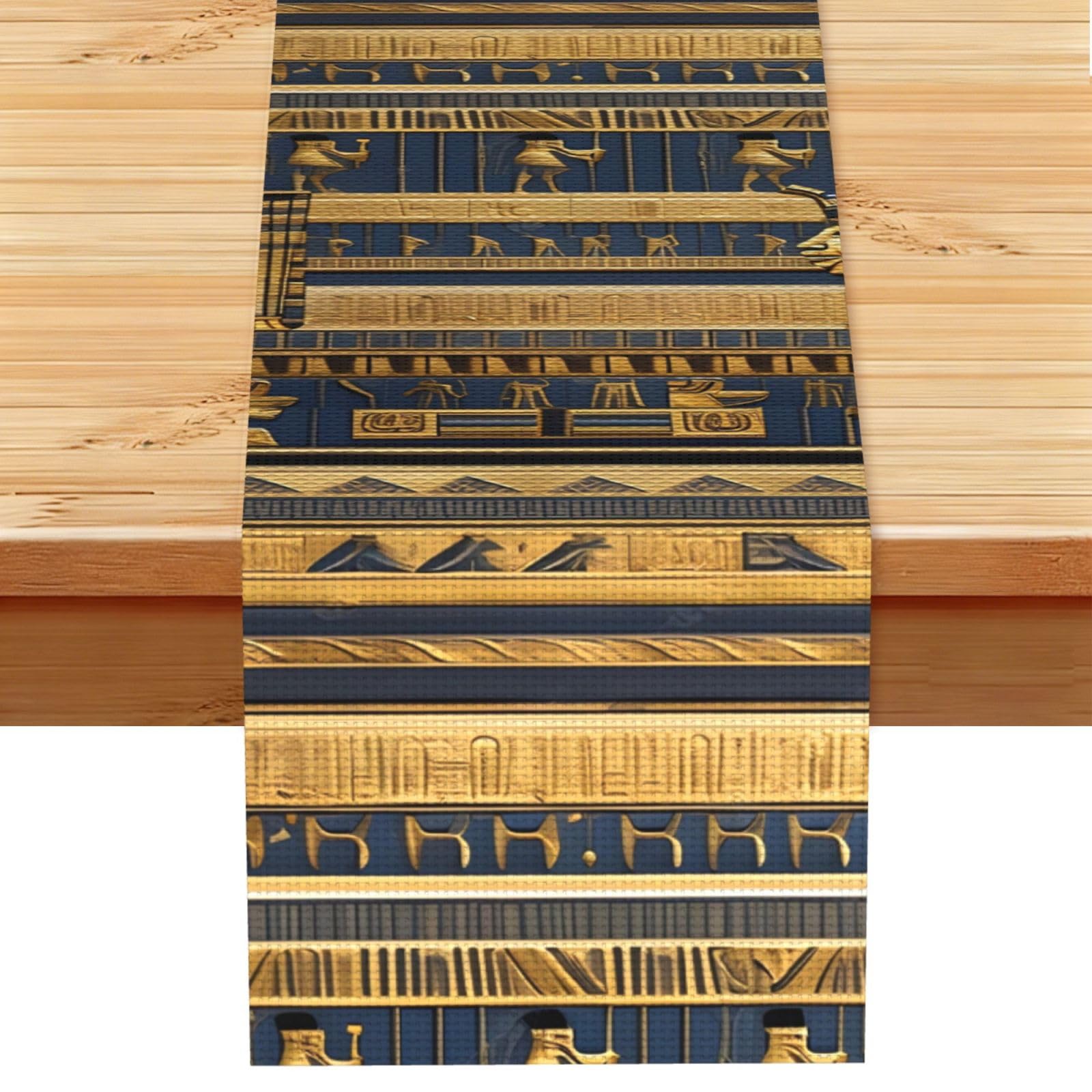 Egyptian Pharaonic Frescoes Table Runner 13x72 Inch Dining Decor