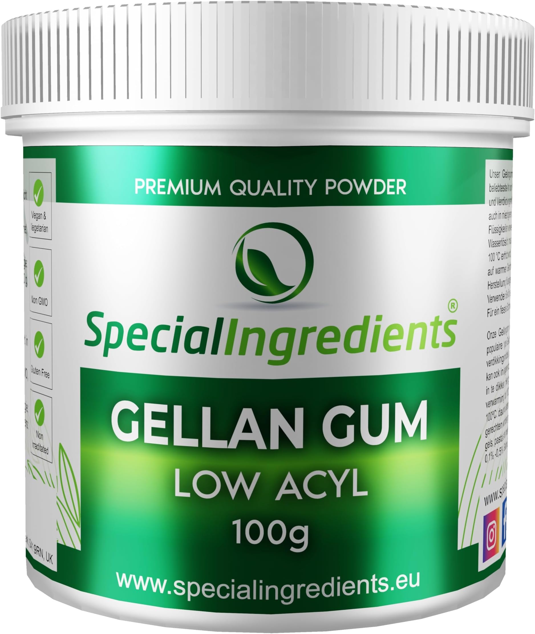 Gellan Gum Low Acyl 250g Premium Quality Powder Non-GMO, Gluten Free – Recyclable Container