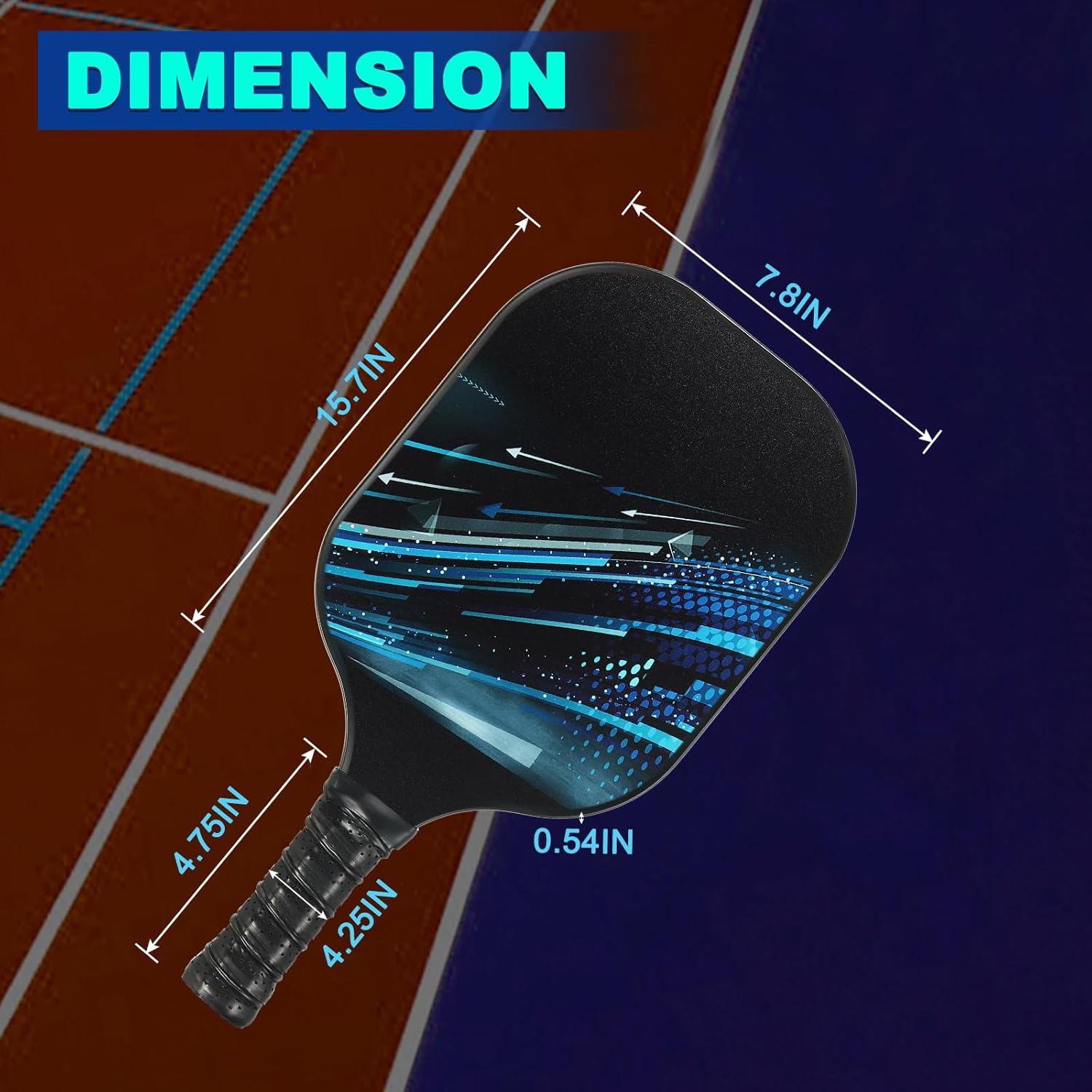 PATIKIL Pickleball Paddles Set, USAPA Approved Fiberglass Surface Pickleball Rackets with Overgrip, 2 Paddles, 4 Pickleballs,1 Carry Bag for Men Women, Blue White Light