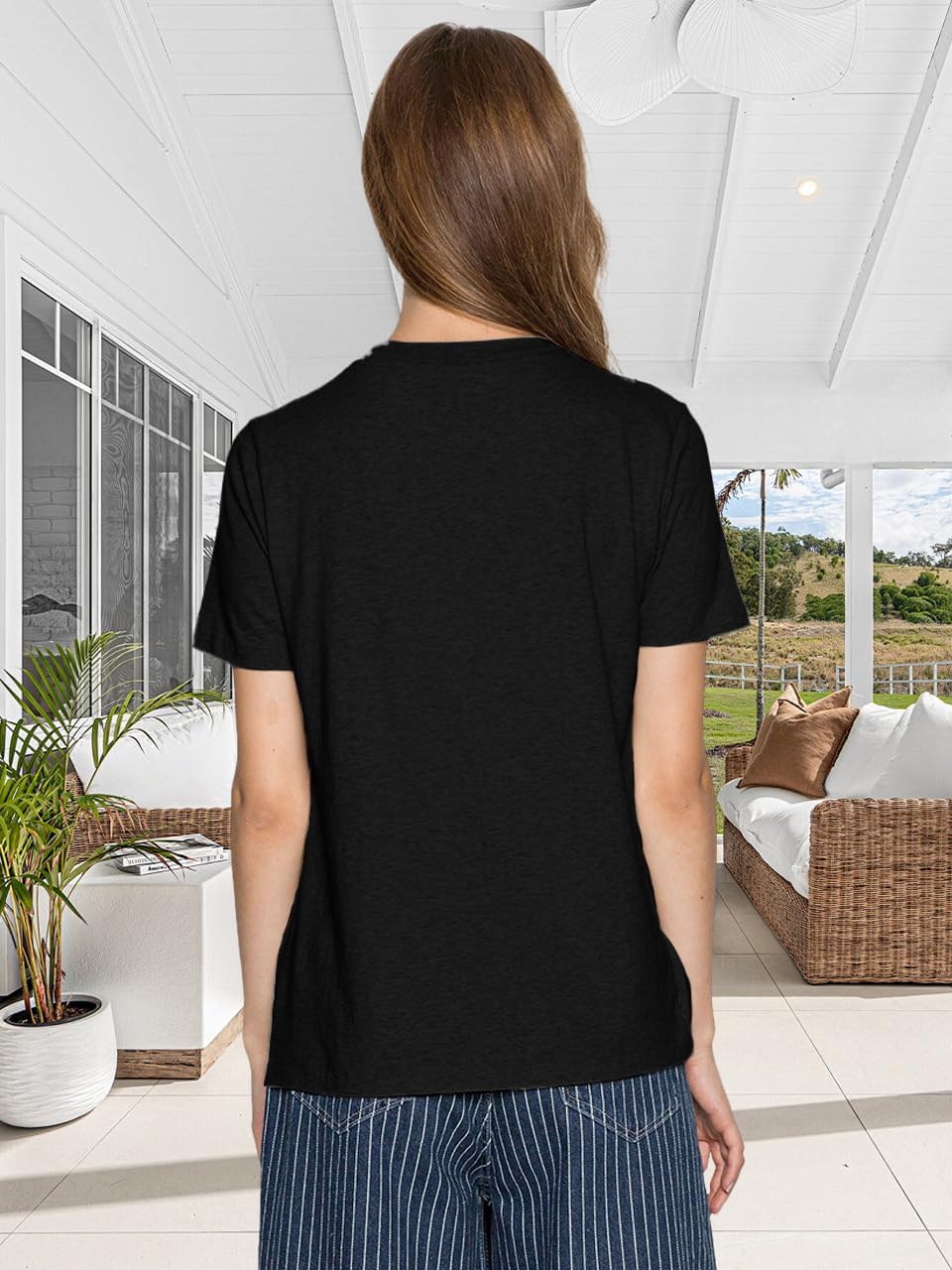 MZEAZRK Women Mystic Moon and Sun Flower Shirt Boho Wildflower Celestial Moon Graphic T Shirts Short Sleeve Tops - Image 4